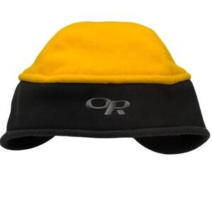 Outdoor Research OR Gore Windstopper Mens Fleece Beanie Yellow Black Ear Flaps